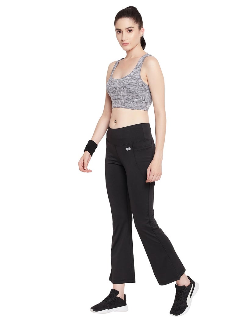 Clovia Women's Comfort-Fit High Waist Flared Yoga Pants (AB0090A13_Black_S) - Image 1