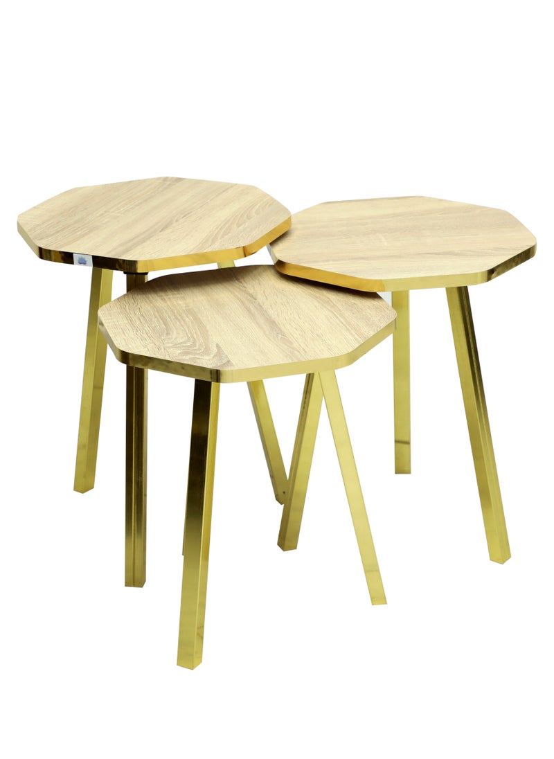 مالتي هوم فيرنيتشر - طاولة التعشيش ذات التصميم الحديث الجديد MH-NT-122-OAK - Image 1