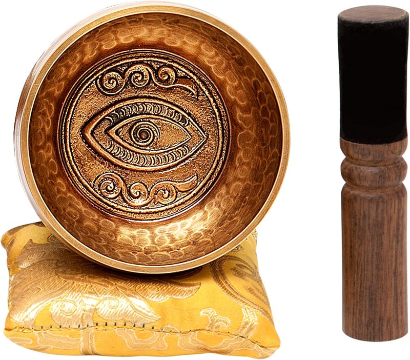 Ohm Tibetan Singing Bowl Set with Healing Mantra Engravings — Yoni Meditation Sound Bowl Handcrafted in Nepal — Yoga, Chakra Healing, Stress Relief, Mindfulness - Image 1