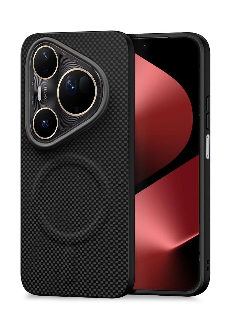 دبليو تيك غطاء هاتف هواوي بورا 80 برو + 5G لعام 2025 بقوام متميز من قماش الأراميد المغناطيسي مصمم لغطاء مagsafe (MCMPMN) - أسود - Image 1