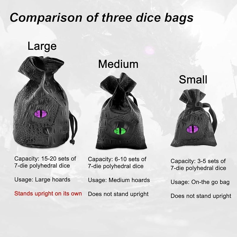 Haxtec Dragon Dice Bag PU Leather DND Dice Pouch with 3D Glass Dragon Eye, Small Drawstring Bag for Dungeons & Dragons, D&D Gamer Gifts for Dragon Lovers, Patent D893867 - Image 2