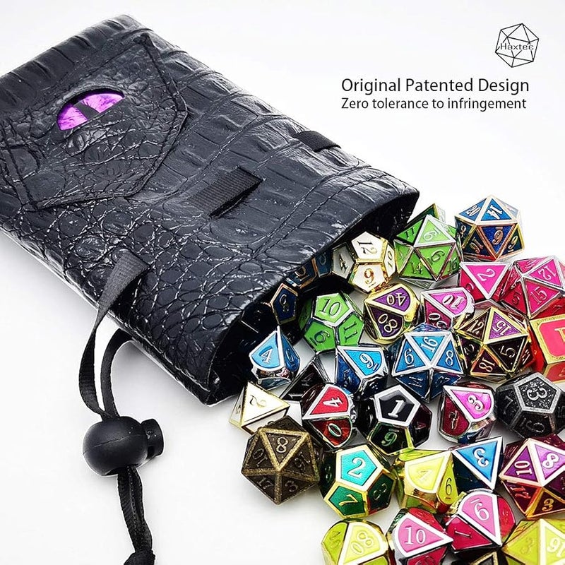 Haxtec Dragon Dice Bag PU Leather DND Dice Pouch with 3D Glass Dragon Eye, Small Drawstring Bag for Dungeons & Dragons, D&D Gamer Gifts for Dragon Lovers, Patent D893867 - Image 3