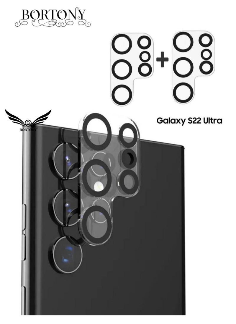 BORTONY - Galaxy S22 Ultra Screen Protector [2+2 Pack] Camera Lens Protector, Fingerprint Unlock Support, HD Tempered Glass, Touch Sensitive, Anti Scratch, for Samsung S22 Ultra 5G Glass - Image 1