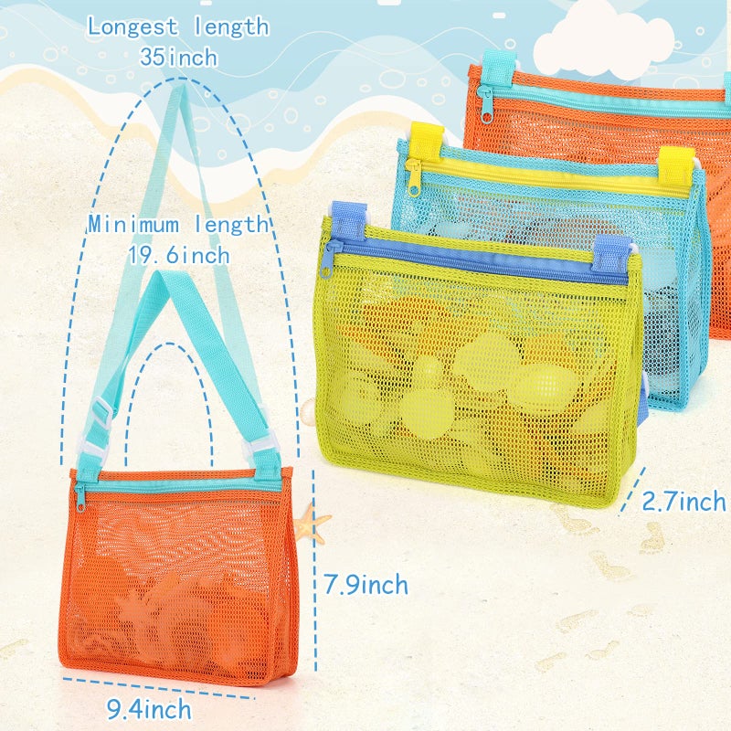 Tagitary Beach Toy Mesh Beach Bag Kids Shell Collecting Bag Beach Sand Toy Totes for Holding Shells Beach Toys Sand Toys Swimming Accessories for Boys and Girls(Only Bags,A Set of 3) - Image 4