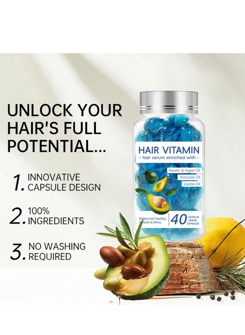 إيلهو سيروم فيتامينات الشعر للشعر المجعد والتالف، زيت أزون للشعر مع المغربي، المكاديميا، الأفوكادو، الأرغان، زيوت الجوجوبا والكيراتين، بلسم يترك على الشعر للرجال والنساء، 40 قطعة - Image 3