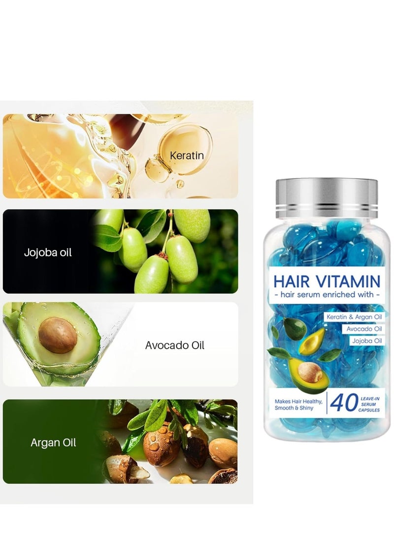 إيلهو سيروم فيتامينات الشعر للشعر المجعد والتالف، زيت أزون للشعر مع المغربي، المكاديميا، الأفوكادو، الأرغان، زيوت الجوجوبا والكيراتين، بلسم يترك على الشعر للرجال والنساء، 40 قطعة - Image 5