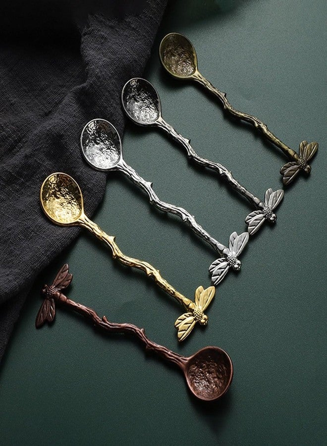Zenarao Spoons, Retro Dragonfly Spoon Coffee Spoon Teaspoon Stainless Steel Tableware Creative Sugar Spoon Tea Spoon Stir Bar, Dessert Spoon, Cake Spoon, Teaspoons - Image 4
