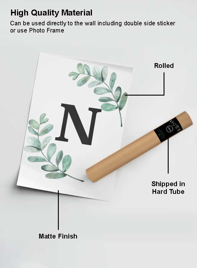 لوحة بوستر ديكور لوحة بدون فريم مع أربع قطع منفصلة من اللاصق ذو الوجهين تصميم حرف N غرفة النوم غرفة المعيشة وديكور المكتب - Image 2