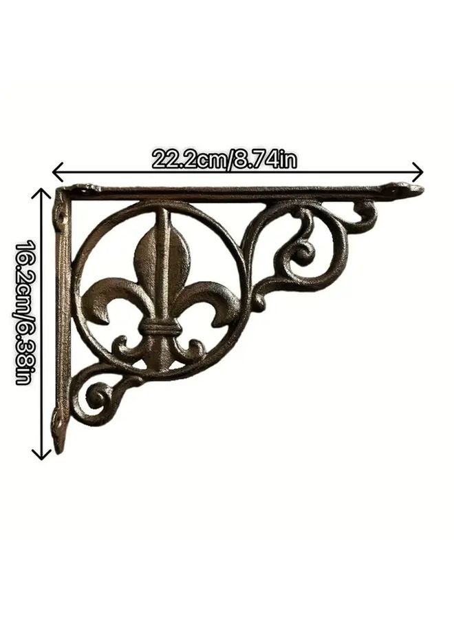 Cast Iron Right Angle Bracket Lily Design Dark Brown Wall Mounted Shelf 22 2cm x 16 2cm - Image 4