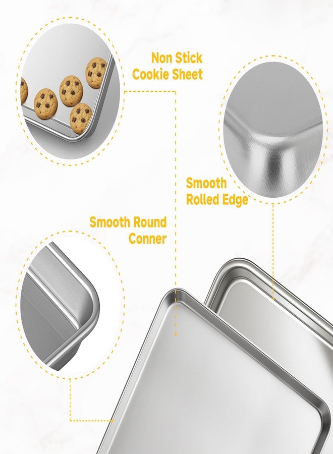 Ohtomber Baking Cookie Sheet Pan - 3 Pack Stainless Steel Baking Pans Set, Non Stick & Non Toxic Cookie Sheets for Cooking, Oven Tray for Roasting, Heavy Duty Bakeware Sets, 9/12/16 Inch - Image 4