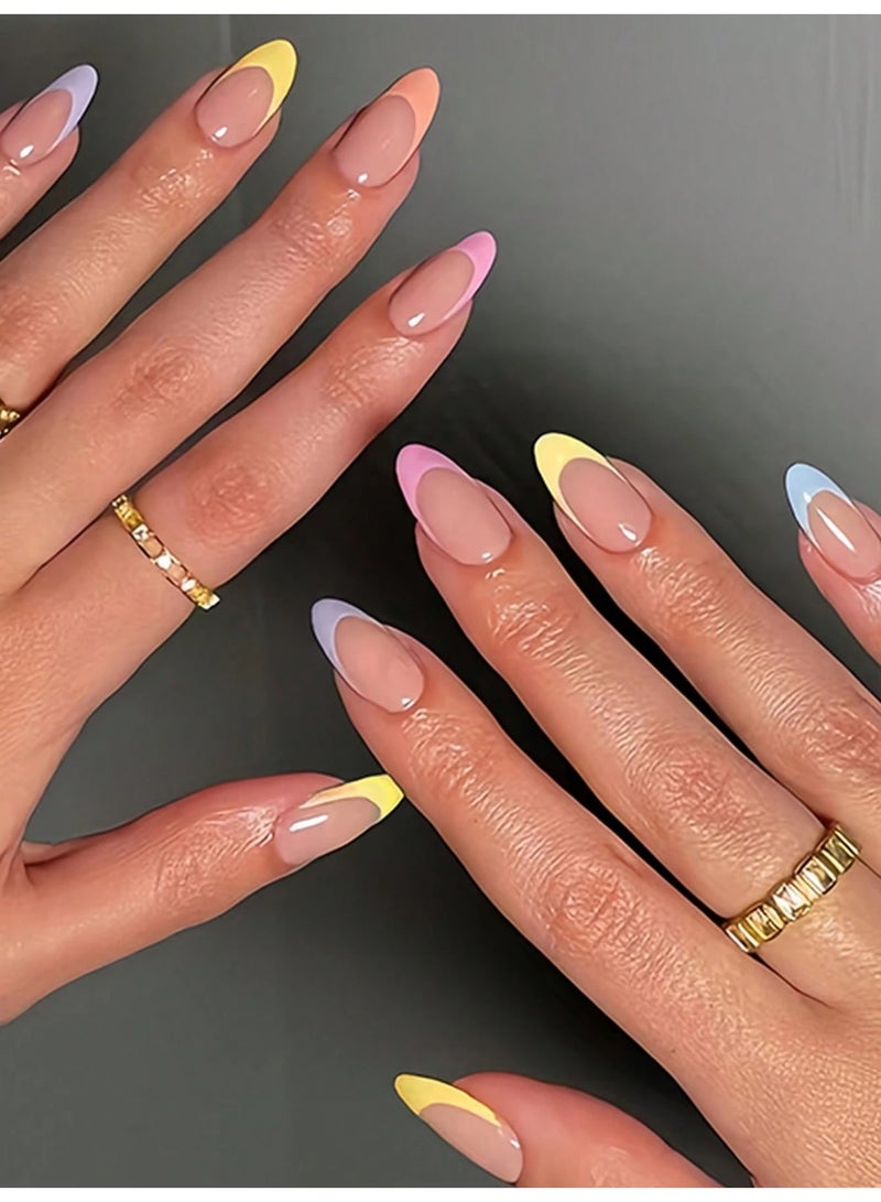 Set of 24 Colorful Press On Nails – Elegant Design - Image 1