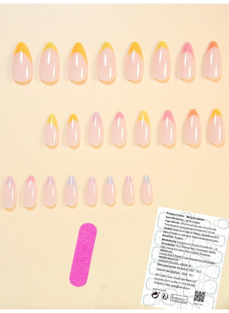 Set of 24 Colorful Press On Nails – Elegant Design - Image 2