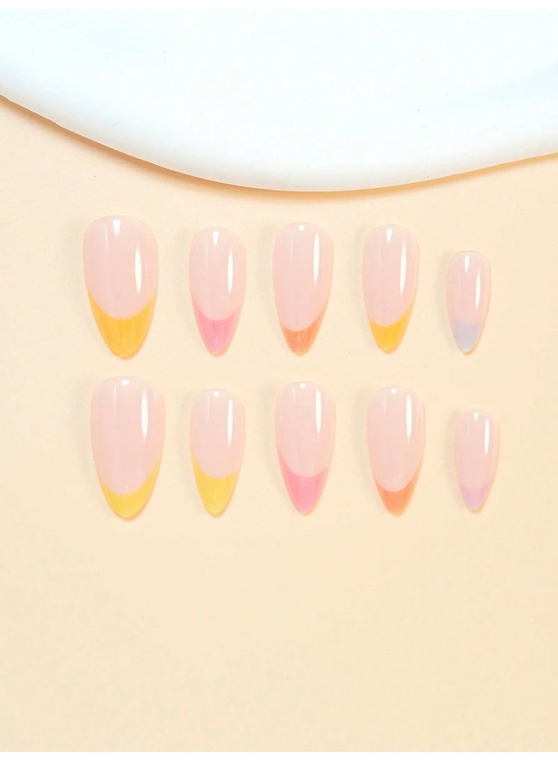 Set of 24 Colorful Press On Nails – Elegant Design - Image 3
