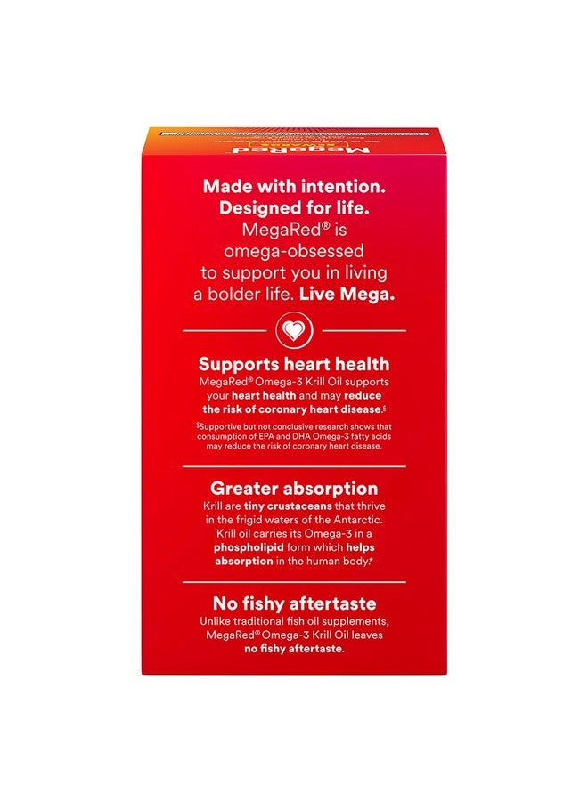 MegaRed 350mg Omega 3 Supplement with EPA/DHA, Astaxanthin & Phospholipids, No Fish Oil Aftertaste Supports Heart, Brain, Joint and Eye Health, 120 Count Softgels (2 Pack) - Image 3