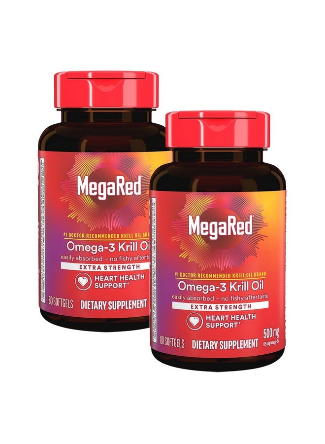MegaRed 350mg Omega 3 Supplement with EPA/DHA, Astaxanthin & Phospholipids, No Fish Oil Aftertaste Supports Heart, Brain, Joint and Eye Health, 120 Count Softgels (2 Pack) - Image 1