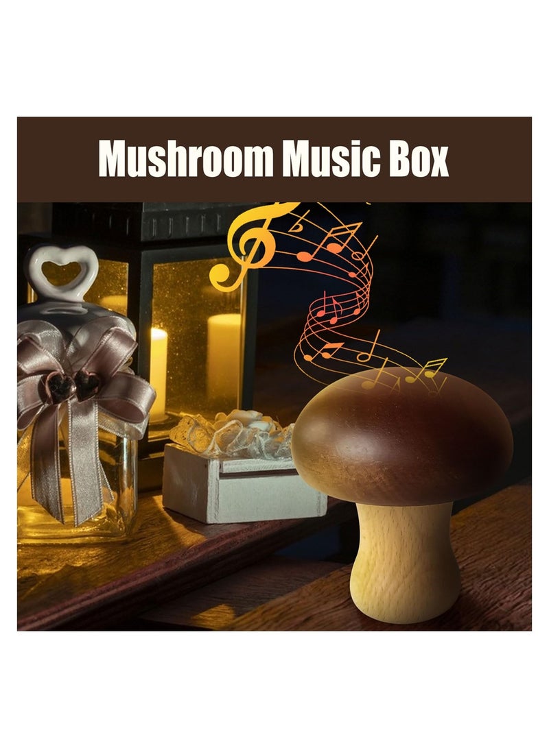 Vintage Mushroom Music Box Rotating Wooden Carousel Gift for All Ages Unique Craftsmanship Durable Design  - Image 2