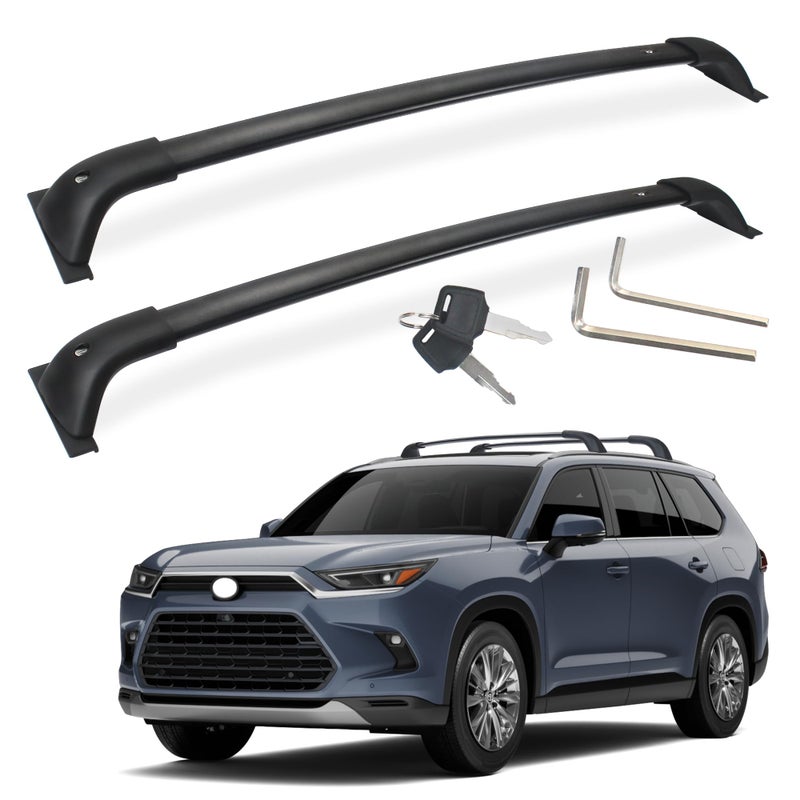 Autekcomma Heavy Duty Black Upgraded Roof Rack Crossbar Compatible for Toyota Grand Highlander Lexus TX 2024up All GradesMax 260lb Loading Capacity with Metal Lockable Anti Theft Locking Mechanism