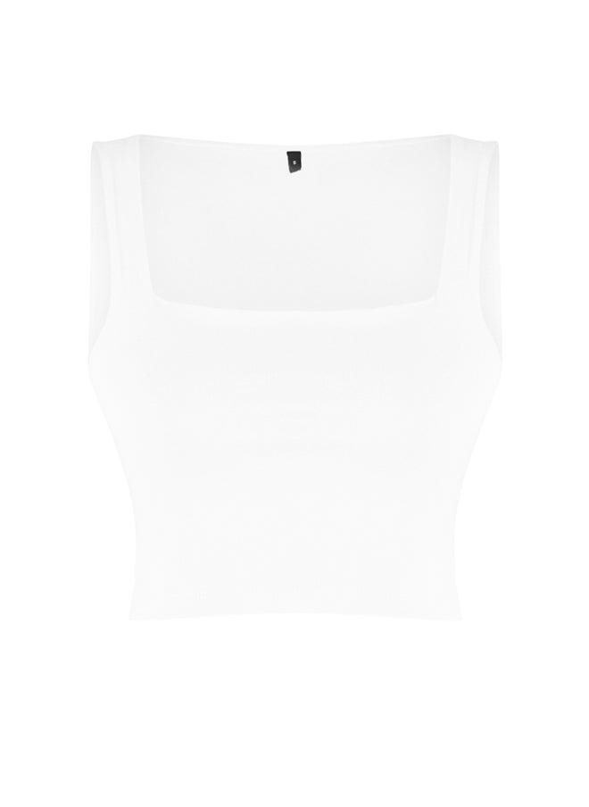 trendyol - White Plain Slim Square Neck Super Crop Knitted Undershirt TWOSS24AL00031 - Image 1