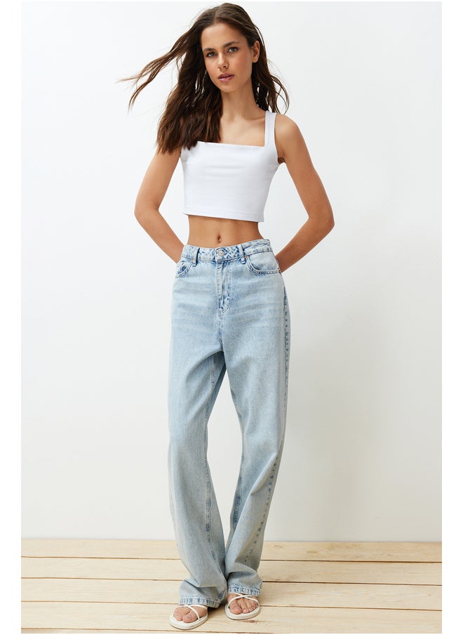 trendyol - White Plain Slim Square Neck Super Crop Knitted Undershirt TWOSS24AL00031 - Image 1