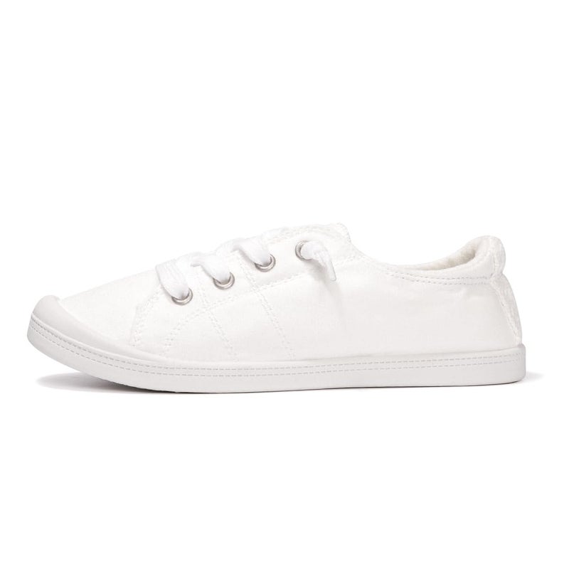 Vanessa Womens Slip On Shoes, Canvas Comfort Sneakers with Low Top, Classic Flat Shoes for Women Walking with Non Slip Rubber Outsole (White, 07) - Image 3