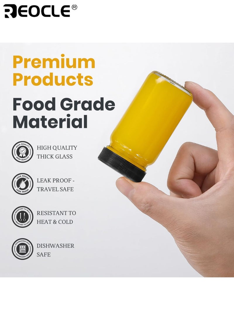 ريوكل 6 زجاجات عصير زجاجية بأغطية حاويات سفر قابلة لإعادة الاستخدام لجرعات الزنجبيل ومنشطات الصحة وعينات الويسكي للاستخدام المنزلي والسفر - Image 2