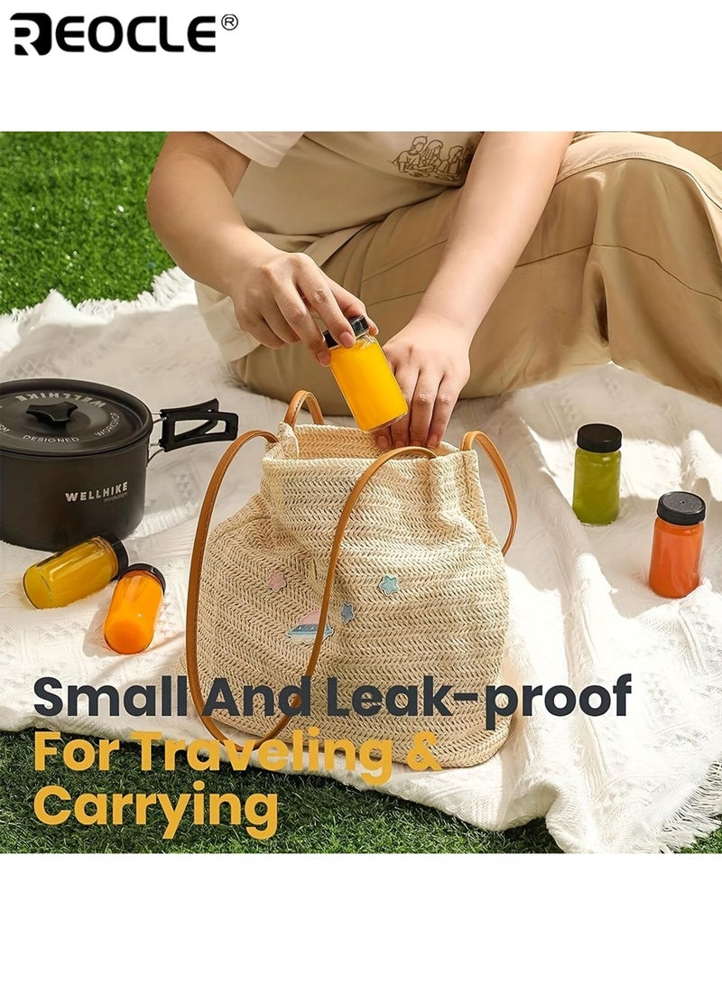 ريوكل 6 زجاجات عصير زجاجية بأغطية حاويات سفر قابلة لإعادة الاستخدام لجرعات الزنجبيل ومنشطات الصحة وعينات الويسكي للاستخدام المنزلي والسفر - Image 5