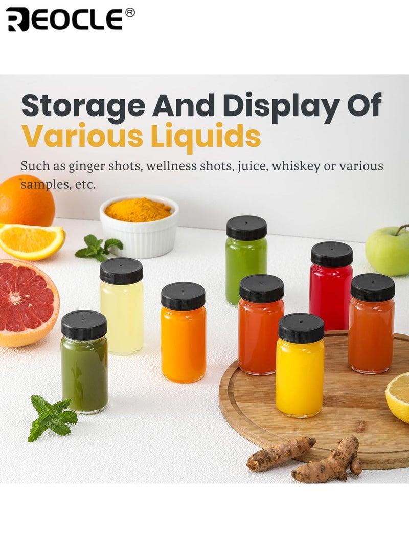 ريوكل 6 زجاجات عصير زجاجية بأغطية حاويات سفر قابلة لإعادة الاستخدام لجرعات الزنجبيل ومنشطات الصحة وعينات الويسكي للاستخدام المنزلي والسفر - Image 4