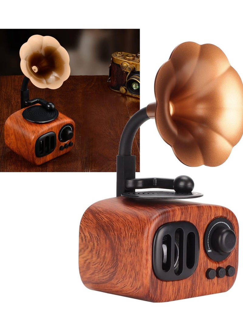 Portable Bluetooth Speaker, Retro Wireless Speaker Wood Style Stereo Speaker With HD Audio And Enhanced Bass, Built-in Rechargeable Battery, BT5.0, Handsfree Calling, TF Card Slot For Home Office - Image 1