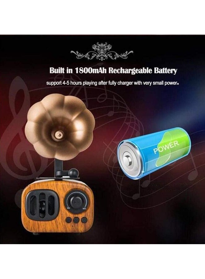 Portable Bluetooth Speaker, Retro Wireless Speaker Wood Style Stereo Speaker With HD Audio And Enhanced Bass, Built-in Rechargeable Battery, BT5.0, Handsfree Calling, TF Card Slot For Home Office - Image 3