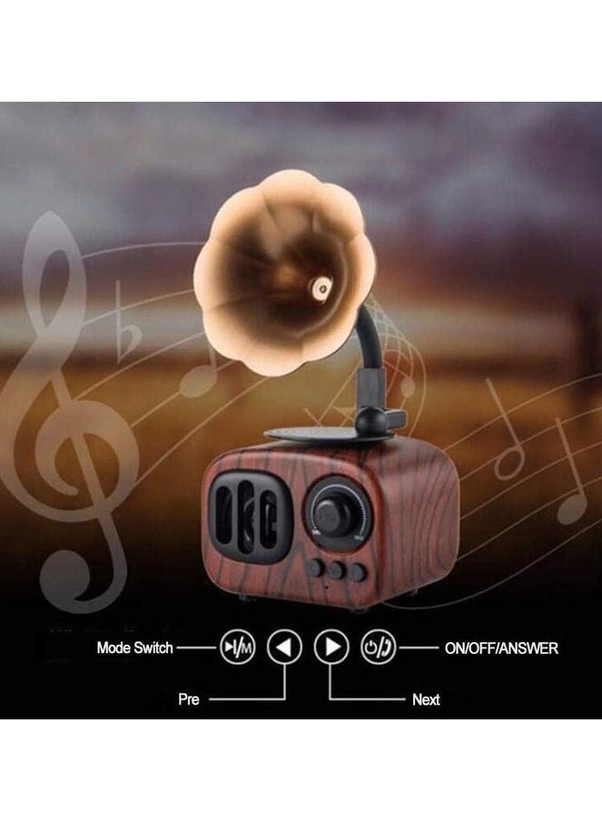 Portable Bluetooth Speaker, Retro Wireless Speaker Wood Style Stereo Speaker With HD Audio And Enhanced Bass, Built-in Rechargeable Battery, BT5.0, Handsfree Calling, TF Card Slot For Home Office - Image 4