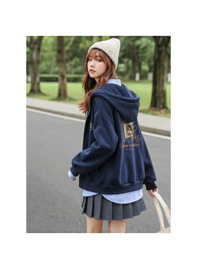 Flying in the snow Women's Jacket 2025 Early Autumn Korean-style Outfits Petite Fashion Casual Hooded Top - Image 2