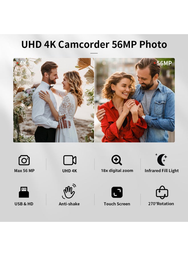 Generic 4K Digital Camera With Windproof Microphone Fill Light To Record 4K30 Frame Video Monopoly Direct Sales-Body Color:This Machine  - Image 3