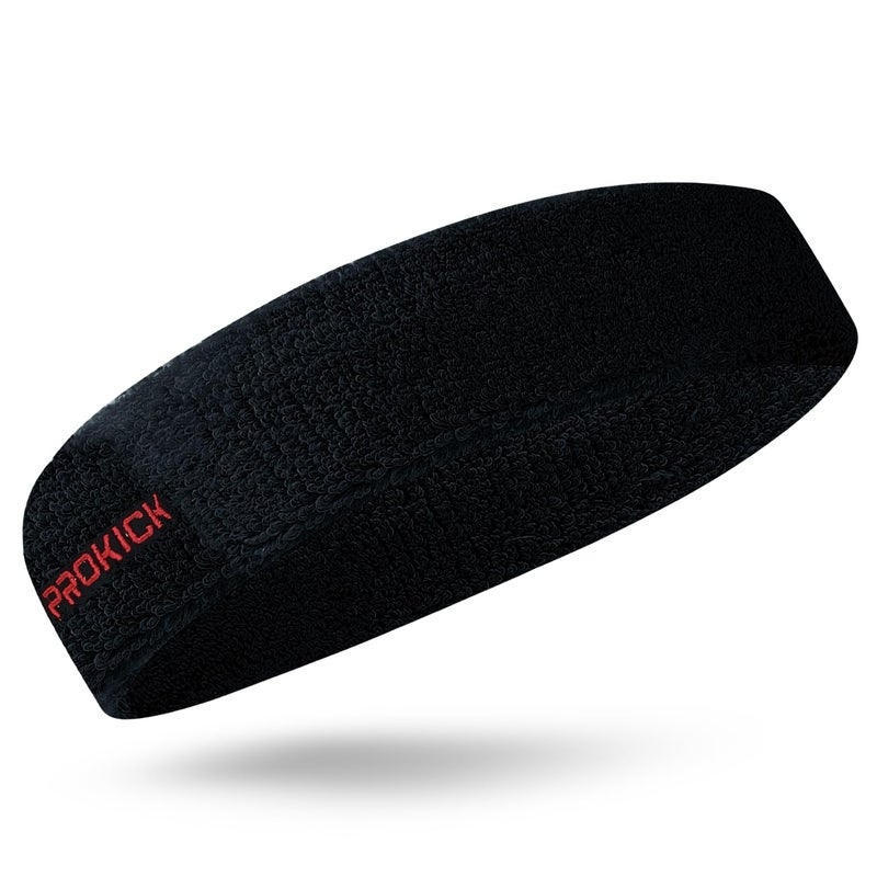 Prokick Sports Headband, Sweat-Absorbing, Stretchable, Comfortable, for Men and Women (Black) - Image 1