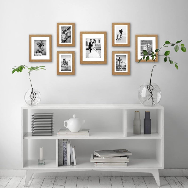 Americanflat 7 Pack Gallery Wall Set | Displays One 11x14, Two 8x10, and Four 5x7 inch photos. Shatter-Resistant Glass. Hanging Hardware Included! Narrow & wide space compatible - Image 4