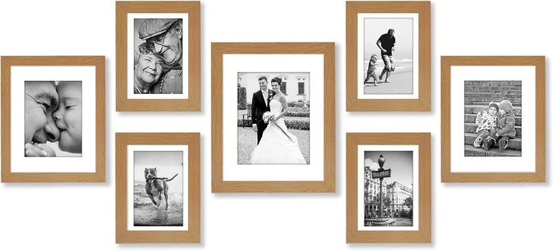 Americanflat 7 Pack Gallery Wall Set | Displays One 11x14, Two 8x10, and Four 5x7 inch photos. Shatter-Resistant Glass. Hanging Hardware Included! Narrow & wide space compatible - Image 1