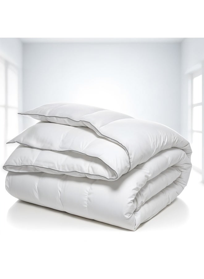 Rest Delight Bedding Comforter Duvet Insert White Royal Delight All Seasonal Quilted Comforter Stitched Quilting Duvet With Luxury Silver Cord (160X220Cm)  - Image 1