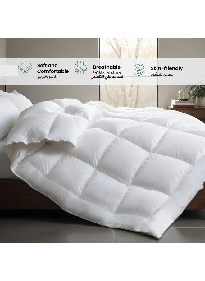 Rest Delight Bedding Comforter Duvet Insert White Royal Delight All Seasonal Quilted Comforter Stitched Quilting Duvet With Luxury Silver Cord (160X220Cm)  - Image 4