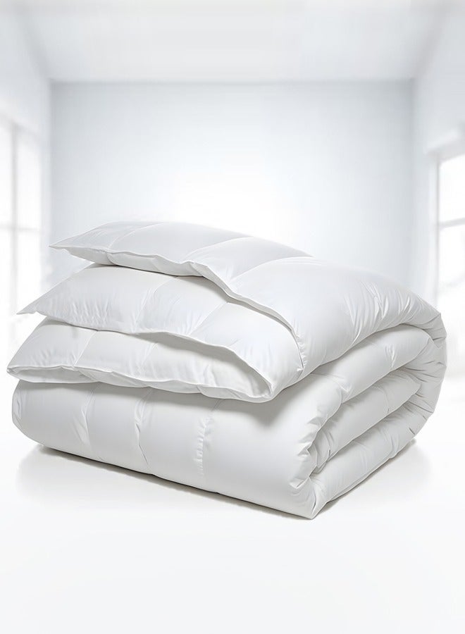 ريست Classic Bedding Comforter Duvet Insert White Microfiber All Seasonal Quilted Comforter Stitched Quilting Duvet with White cord Easy care Duvet (160x220cm) - Image 1