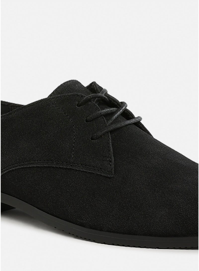 London Rag Classic Men's Derby Shoes in Black - Image 4