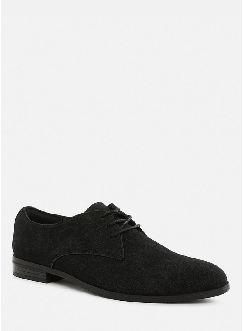 London Rag Classic Men's Derby Shoes in Black - Image 2