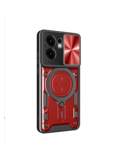 Generic Case Cover Shockproof CD Protective Case with Camera Protection and Metal Ring Compatible with Oppo Reno 13F (Red) 