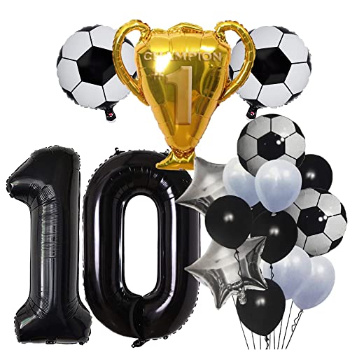 Atpata Funky 10th Birthday Foil Balloons Decoration Party Supplies for celebrating the Double Digit Milestone (Football Theme) - Image 1