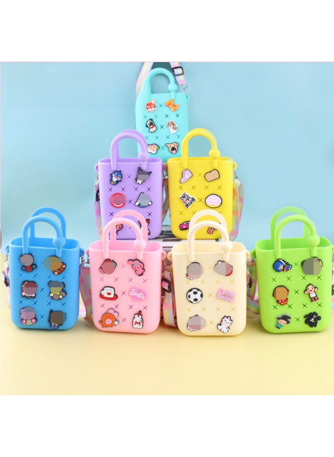 Loquat DIY Hole Bag Cute Accessories Summer Beach Vacation Handbag Colorful Hole Bag DIY Beach Bag Jelly Bag-Colors:Random Mixed Hair  - Image 1