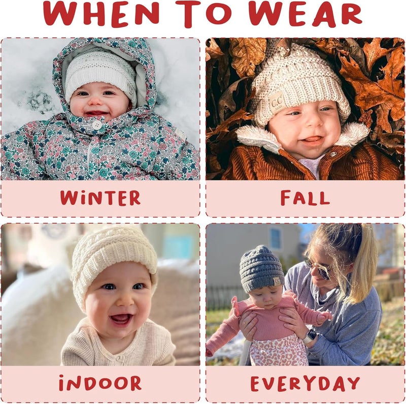 Funky Junque Infant Baby Boy Skull Cap Hats (NO POM) - Black & Heather Grey (2 Pack) - Image 3