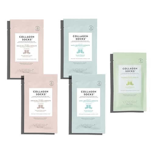 VOESH Collagen Socks Collagen Socks for Dry Feet Variety 5 Pack Cracked Heel Repair Moisturizing Socks Spa Pedicure Treatment Spa Socks Foot Peel Masks Vegan - Image 2