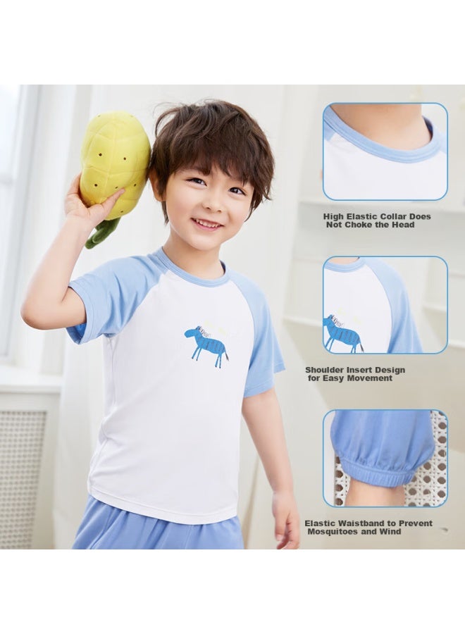 Potatokids Children's Pajamas Modal Moisture Wicking Short Sleeve Home Wear Set Spring Summer New Pink 170 - Image 2