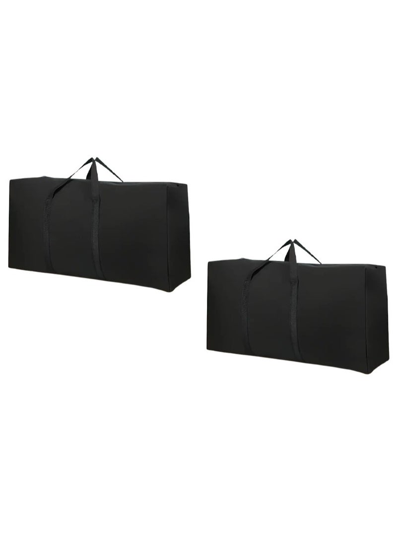 تشاين 2 شنطة قماش ساتان كبيرة الحجم ,حقيبة تخزين وسفر ورحلات بسحاب مزدوج ويد حمل ,شنطة بسعة 100 لتر  ,78 * 47 سم اسود - Image 1