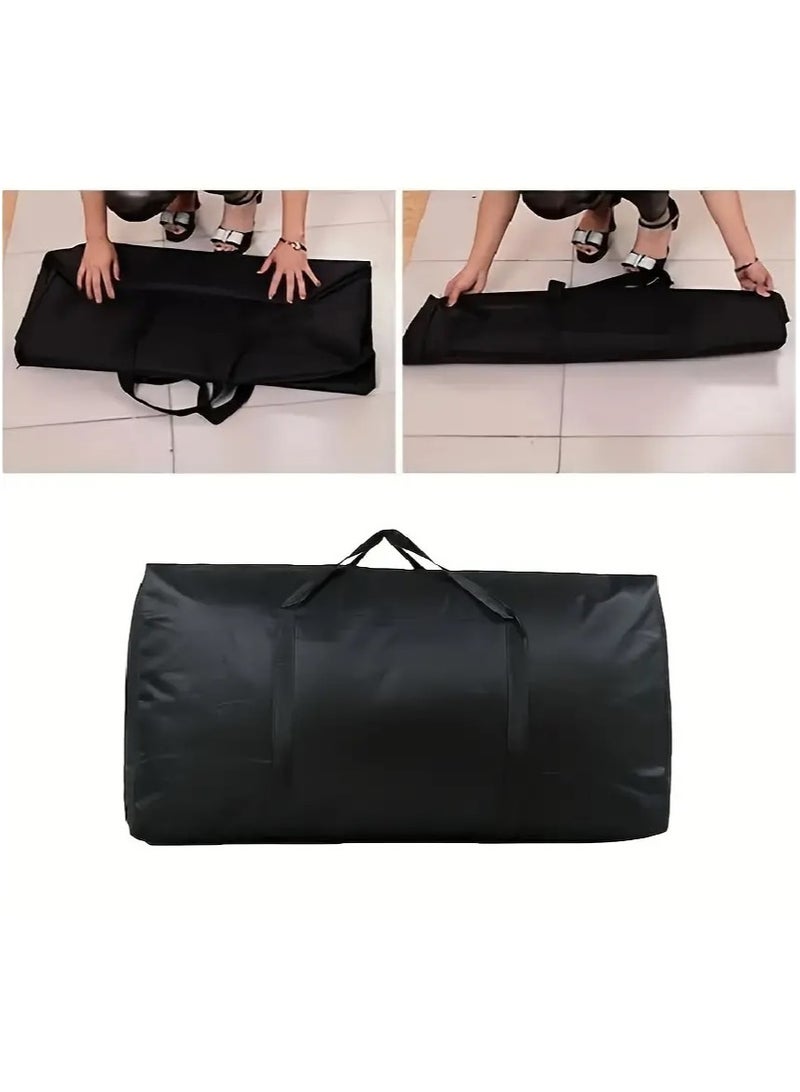 تشاين 2 شنطة قماش ساتان كبيرة الحجم ,حقيبة تخزين وسفر ورحلات بسحاب مزدوج ويد حمل ,شنطة بسعة 100 لتر  ,78 * 47 سم اسود - Image 4