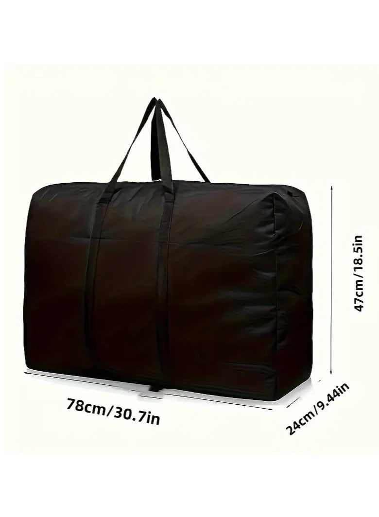 تشاين 2 شنطة قماش ساتان كبيرة الحجم ,حقيبة تخزين وسفر ورحلات بسحاب مزدوج ويد حمل ,شنطة بسعة 100 لتر  ,78 * 47 سم اسود - Image 3