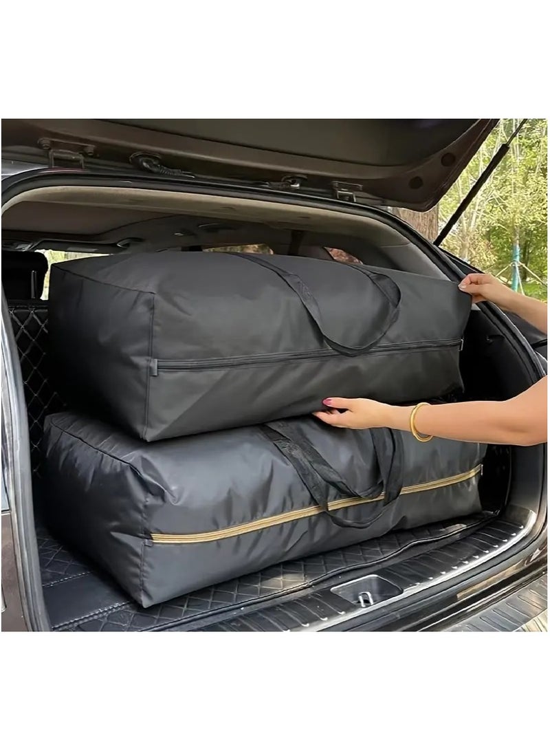 تشاين 2 شنطة قماش ساتان كبيرة الحجم ,حقيبة تخزين وسفر ورحلات بسحاب مزدوج ويد حمل ,شنطة بسعة 100 لتر  ,78 * 47 سم اسود - Image 5